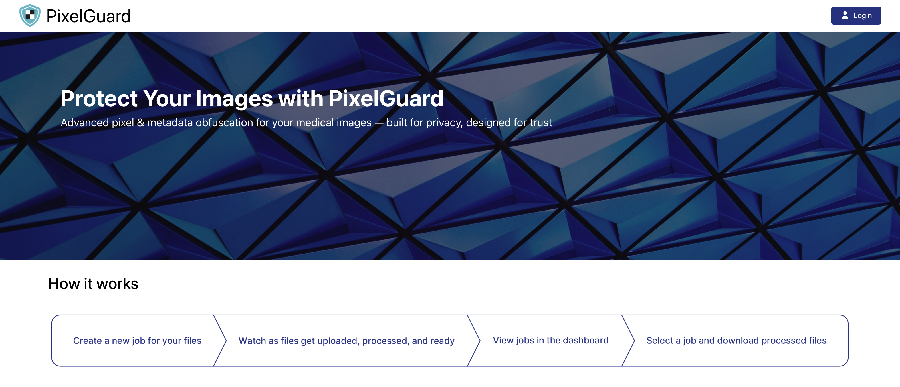 PixelGuard login dashboard preview